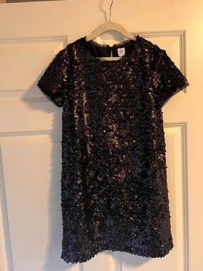 GAP Girls Black Sequin Shift Dress